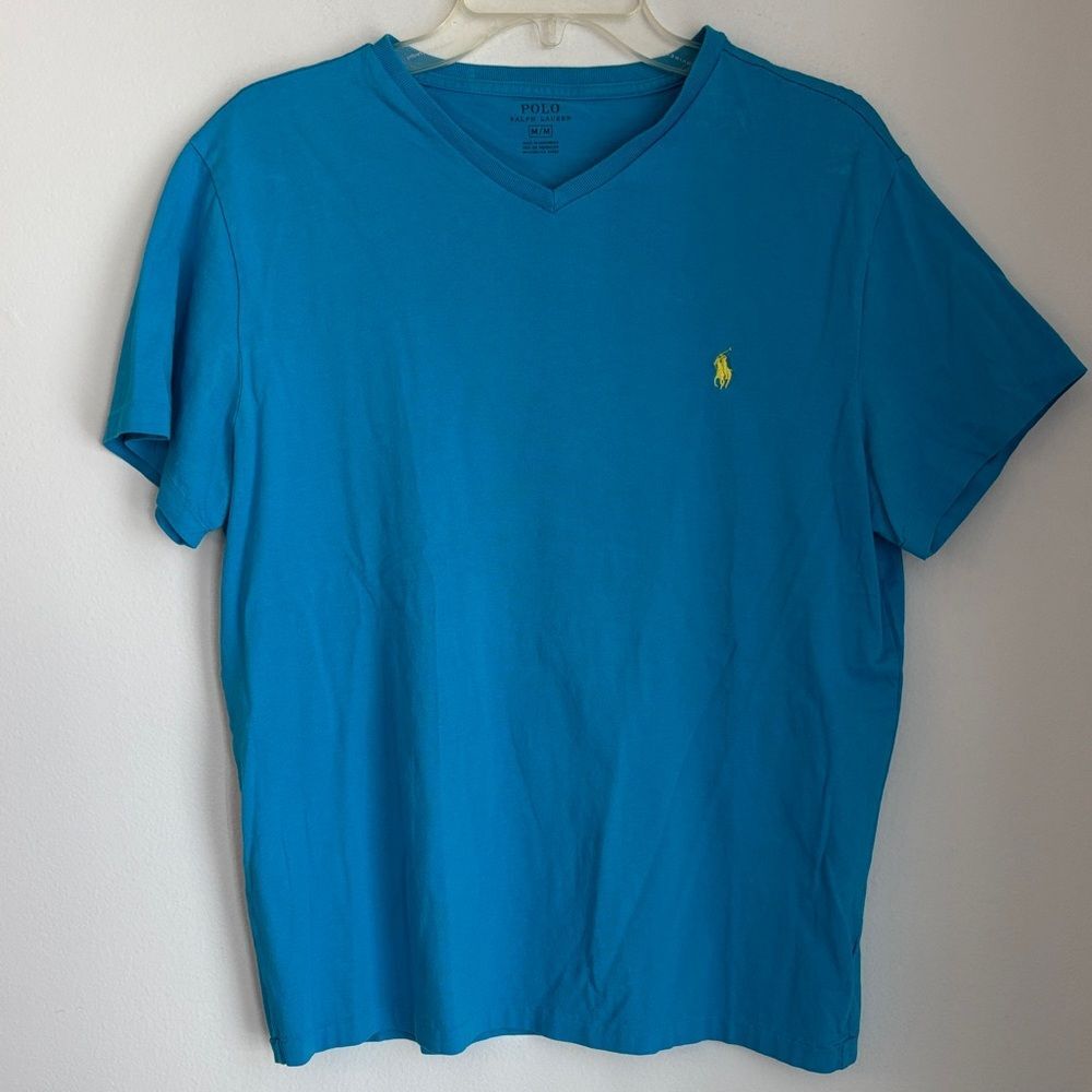 Polo by Ralph Lauren women’s Teal V-Neck Tee t-shirt 100% cotton summer Med GUC